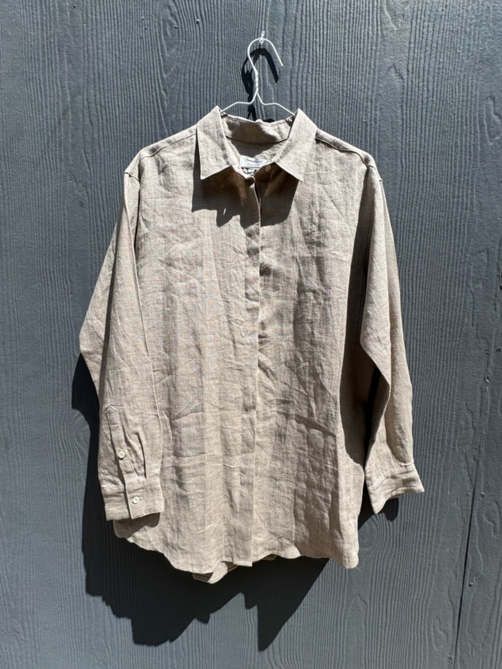 Touch Brand Linen Button Up Shirt in Sand Size 3